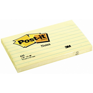 Post-it® 637 Canary Yellow™ Notas Adhesivas Rayadas, 76 x 127 mm, amarillo canario, 100 hojas Post-it® 637 Canary Yellow™ Notas Adhesivas Rayadas, 76 x 127 mm, amarillo canario, 100 hojas