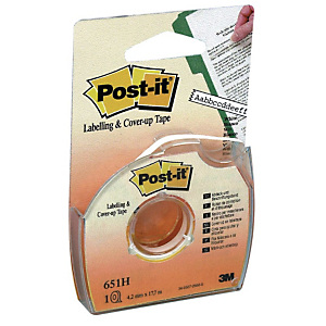 Post-it® 651H Cinta para etiquetar y ocultar de 4,2 mm x 17,7 m con dispensador de mano Post-it® 651H Cinta para etiquetar y ocultar de 4,2 mm x 17,7 m con dispensador de mano