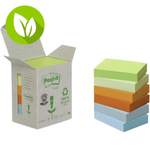 Post-it® 653-1GB Notas Adhesivas Recicladas Bloques 38 x 51 mm, Colores Surtidos Pastel, 6 Bloques, 100 hojas Post-it® 653-1GB Notas Adhesivas Recicladas Bloques 38 x 51 mm, Colores Surtidos Pastel, 6 Bloques, 100 hojas