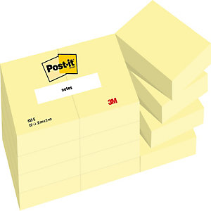 Post-it® 653 Notas Adhesivas Bloques 38 x 51 mm, Amarillo, 100 hojas