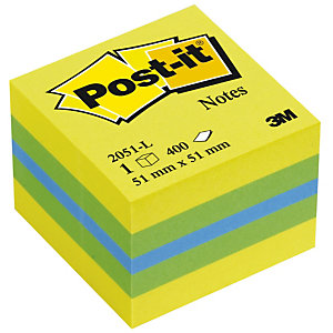 Post-it® 654-RB Notas Adhesivas Cubo 51 x 51 mm, Colores Surtidos, 400 hojas