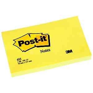 Post-it® 655 Canary Yellow™ Notas Adhesivas Bloques 76 x 127 mm, amarillo canario, 100 hojas