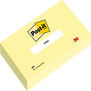 Post-it® 655 Canary Yellow™ Notas Adhesivas Bloques 76 x 127 mm, amarillo canario, 100 hojas