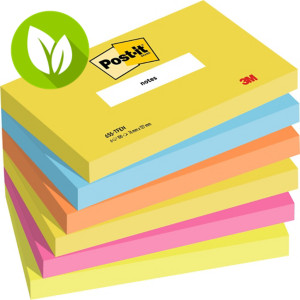 Post-it® 655-TFEN Notas Adhesivas Bloques 76 x 127 mm, Colores Surtidos, 100 hojas