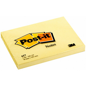 Post-it® 657 Canary Yellow™ Notas Adhesivas Bloques 76 x 102 mm, amarillo canario, 100 hojas Post-it® 657 Canary Yellow™ Notas Adhesivas Bloques 76 x 102 mm, amarillo canario, 100 hojas
