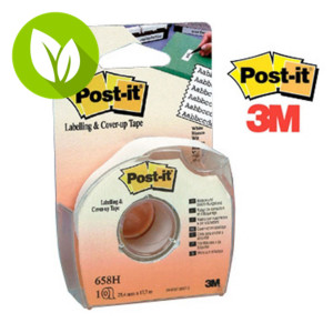 Post-it® 658HD Cinta para etiquetar y ocultar blanca de 18 m x 25 mm con dispensador de mano