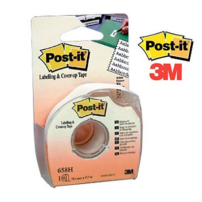 Post-it® 658HD Cinta para etiquetar y ocultar blanca de 18 m x 25 mm con dispensador de mano - 1