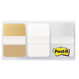 Post-it® 686 Banderitas rígidas de 25 x 38 mm, colores metálicos surtidos, 1'', paquete de 3 x 12 con estuche dispensador