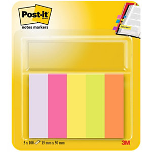 Post-it Autocollants petite taille 15 x 50 mm assorties fluo couleurs 5 x 100 paquet 670-5