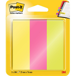 Lot de 2 - Post-it Autocollants taille moyenne 25 x 76 mm assorties fluo couleurs 3 x 100 paquet 671