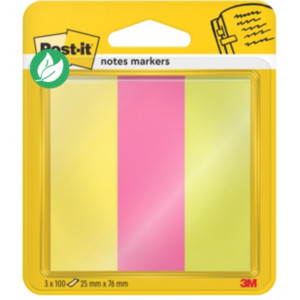 Post-it Autocollants taille moyenne 25 x 76 mm assorties fluo couleurs 3 x 100 paquet 671-3