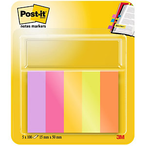 Post-it® Banderitas marcapáginas, colección Energetic, 12,7 x 44,4 mm, colores surtidoss, paquete de 250