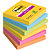 Post-it® Bloc de notas adhesivas Super Sticky 76 x 76 mm en colores surtidos intensos y neón, 90 hojas - 1