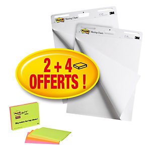 Post-it® Bloc-notes chevalet, Super Sticky, 30 feuilles, blanc, 635 mm x 762 mm