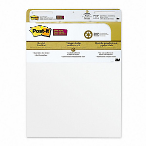 Post-it® Blocco adesivo Meeting Charts, Carta riciclata, 63,5 x 77,5 cm, Bianco (confezione 2 pezzi) Post-it® Blocco adesivo Meeting Charts, Carta riciclata, 63,5 x 77,5 cm, Bianco (confezione 2 pezzi)