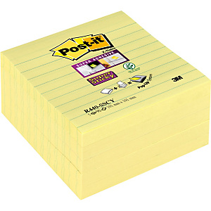 Post-it® Blocco di foglietti adesivi Super Sticky a righe per dispenser, 101 x 101 mm, Colore giallo, Confezione da 5 pezzi, 90 foglietti (confezione 5 pezzi) Post-it® Blocco di foglietti adesivi Super Sticky a righe per dispenser, 101 x 101 mm, Colore giallo, Confezione da 5 pezzi, 90 foglietti (confezione 5 pezzi)