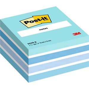 Post-it® Cube de notes repositionnables 76 x 76 mm - Aquarelle bleu - Bloc de 450 feuilles