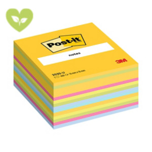 Post-it® Cubo di foglietti, 76 x 76 mm, 450 fogli, Colori giallo sole, verde lime, rosa power, verde acido, blu paradiso, acqua