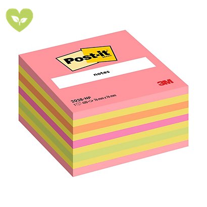 Post-it® Cubo di foglietti, 76 x 76 mm, 450 fogli, Colori rosa guava, limone neon, arancio acceso, rosa power, verde lime - 1