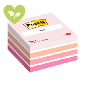 Post-it® Cubo di foglietti, 76 x 76 mm, 450 fogli, Colori rosa soft, bianco, melone neon, rosa power, rosa guava
