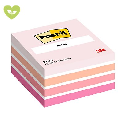 Post-it® Cubo di foglietti, 76 x 76 mm, 450 fogli, Colori rosa soft, bianco, melone neon, rosa power, rosa guava - 1