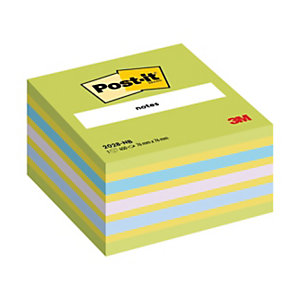Post-it® Cubo di foglietti, 76 x 76 mm, 450 fogli, Colori verde lime, limone neon, blu paradiso, orchidea, blu uova di pettirosso
