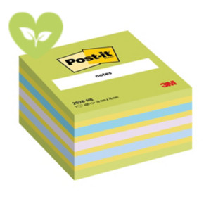 Post-it® Cubo di foglietti, 76 x 76 mm, 450 fogli, Colori verde lime, limone neon, blu paradiso, orchidea, blu uova di pettirosso