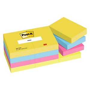 Post-it® Foglietti riposizionabili, 38 x 51 mm, Blocchetti da 100 fogli, Colori Energetic (confezione 12 pezzi)