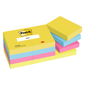 Post-it® Foglietti riposizionabili, 38 x 51 mm, Blocchetti da 100 foglietti, Colori Energetic (confezione 12 pezzi) Post-it® Foglietti riposizionabili, 38 x 51 mm, Blocchetti da 100 foglietti, Colori Energetic (confezione 12 pezzi)