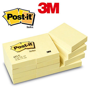 Post-it® Foglietti riposizionabili, 38 x 51 mm, Blocchetti da 100 foglietti, Giallo Canary (confezione 12 pezzi)