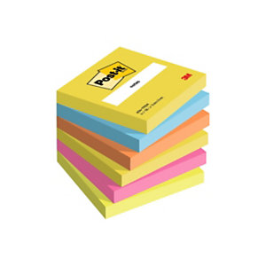 Post-it® Foglietti riposizionabili, 76 x 76 mm, Blocchetti da 100 foglietti, Colori Energetic (confezione 6 pezzi)