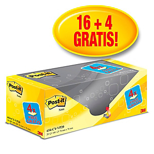Post-it® Foglietti riposizionabili, Blocco 76 x 76 mm, Giallo Canary, 100 foglietti, Value pack 16+4 compresi nel prezzo Post-it® Foglietti riposizionabili, Blocco 76 x 76 mm, Giallo Canary, 100 foglietti, Value pack 16+4 compresi nel prezzo
