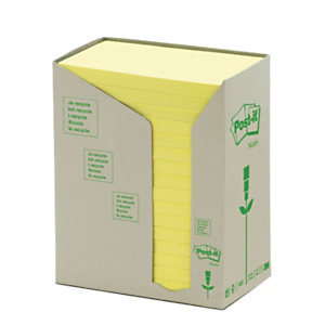 Post-it® Foglietti riposizionabili in carta riciclata, 76 x 127 mm, Blocchetti da 100 foglietti, Giallo Pastello (confezione 16 pezzi) Post-it® Foglietti riposizionabili in carta riciclata, 76 x 127 mm, Blocchetti da 100 foglietti, Giallo Pastello (confezione 16 pezzi)