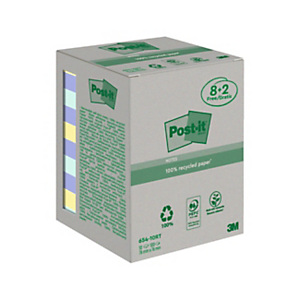 Post-it® Foglietti riposizionabili in carta riciclata al 100%, 76 x 76 mm, Blocchetti da 100 foglietti, Colori Pastello (confezione Value Pack 8 blocchetti + 2 blocchetti omaggio) Post-it® Foglietti riposizionabili in carta riciclata al 100%, 76 x 76 mm, Blocchetti da 100 foglietti, Colori Pastello (confezione Value Pack 8 blocchetti + 2 blocchetti omaggio)