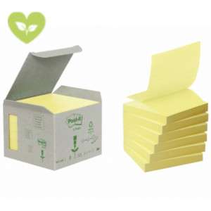 Post-it® Foglietti riposizionabili in carta riciclata al 100% Z-Notes, 76 x 76 mm, Blocchetti da 100 fogli, Giallo Canary™ (confezione 6 blocchetti)