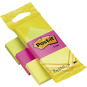 Post-it® Foglietti riposizionabili, Mini blocchetti 38 x 51 mm, Colori neon giallo, verde, fucsia, 100 foglietti (confezione 3 pezzi) Post-it® Foglietti riposizionabili, Mini blocchetti 38 x 51 mm, Colori neon giallo, verde, fucsia, 100 foglietti (confezione 3 pezzi)