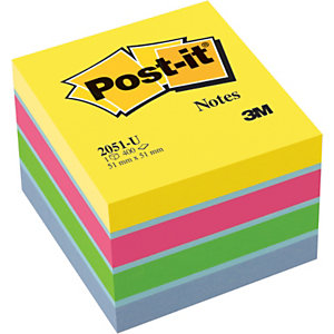 Post-it® Foglietti riposizionabili, Mini Cubo 51 x 51 mm, Collezione colori Energy, 400 foglietti