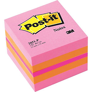 Post-it® Foglietti riposizionabili, Mini Cubo 51 x 51 mm, Colori Assortiti, 400 foglietti
