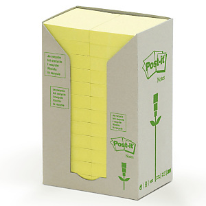 Post-it® Foglietti riposizionabili riciclati, Blocchi 38 x 51 mm, Giallo Pastello, 100 foglietti (confezione 24 pezzi) Post-it® Foglietti riposizionabili riciclati, Blocchi 38 x 51 mm, Giallo Pastello, 100 foglietti (confezione 24 pezzi)