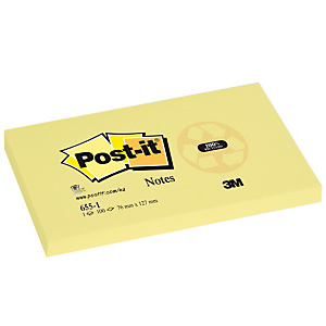 Post-it® Foglietti riposizionabili riciclati, Blocchi 76 x 127 mm, Giallo Pastello, 100 foglietti (confezione 12 pezzi) Post-it® Foglietti riposizionabili riciclati, Blocchi 76 x 127 mm, Giallo Pastello, 100 foglietti (confezione 12 pezzi)