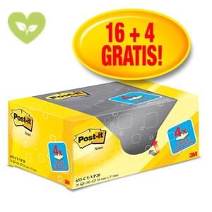Post-it® Foglietti riposizionabili, Value Pack, 38 x 51 mm, Blocchetti da 100 fogli, Giallo Canary™ (confezione 16 blocchetti + 4 in omaggio) Post-it® Foglietti riposizionabili, Value Pack, 38 x 51 mm, Blocchetti da 100 fogli, Giallo Canary™ (confezione 16 blocchetti + 4 in omaggio)