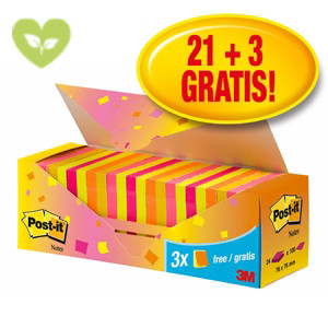 Post-it® Foglietti riposizionabili, Value Pack, 76 x 76 mm, Blocchetti da 100 fogli, Colori assortiti neon (confezione 21 blocchetti + 3 in omaggio) Post-it® Foglietti riposizionabili, Value Pack, 76 x 76 mm, Blocchetti da 100 fogli, Colori assortiti neon (confezione 21 blocchetti + 3 in omaggio)