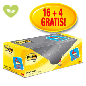 Post-it® Foglietti riposizionabili, Value Pack, 76 x 76 mm, Blocchetti da 100 fogli, Giallo Canary™ (confezione 16 blocchetti + 4 in omaggio) Post-it® Foglietti riposizionabili, Value Pack, 76 x 76 mm, Blocchetti da 100 fogli, Giallo Canary™ (confezione 16 blocchetti + 4 in omaggio)