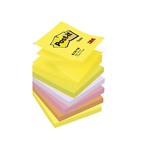 Post-it® Foglietti riposizionabili Z-Notes, 76 x 76 mm, Blocco 100 foglietti, Colori Assortiti (confezione 6 pezzi)