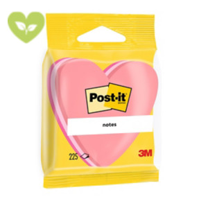 Post-it® Foglietti sagomati a forma di cuore, 70 x 70 mm, Blocchetti da 225 fogli, Colori rosa guava, rosa soft, rosa power