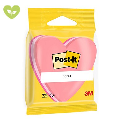 Post-it® Foglietti sagomati a forma di cuore, 70 x 70 mm, Blocchetti da 225 fogli, Colori rosa guava, rosa soft, rosa power - 1