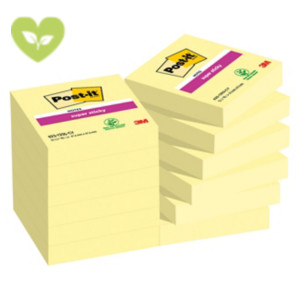 Post-it® Foglietti Super Sticky, 47,6 x 47,6 mm, Blocchetti da 90 fogli, Giallo Canary™ (confezione 12 blocchetti)