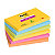 Post-it® Foglietti Super Sticky, Collezione Carnival, 76 x 127 mm, Blocchetti da 90 fogli, Colori giallo sole, blu paradiso, verde lime, rosa power, arancio acceso (confezione 6 blocchetti) - 1