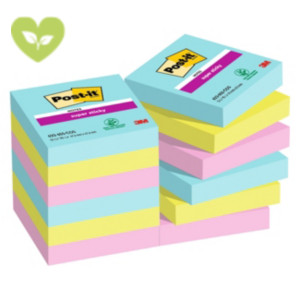 Post-it® Foglietti Super Sticky, Collezione Cosmic, 47,6 x 47,6 mm, Blocchetti da 90 fogli, Colori acqua, verde acido, rosa tropicale (confezione 12 blocchetti) Post-it® Foglietti Super Sticky, Collezione Cosmic, 47,6 x 47,6 mm, Blocchetti da 90 fogli, Colori acqua, verde acido, rosa tropicale (confezione 12 blocchetti)