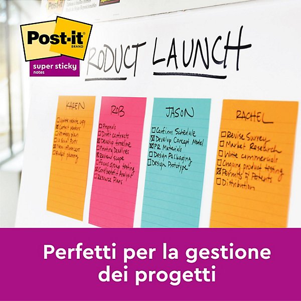 Post-it® Foglietti Super Sticky, Collezione Cosmic, A righe, 101 x 152 mm, Blocchetti da 90 fogli, Colori acqua, verde acido, rosa tropicale (confezione 3 blocchetti) - 7